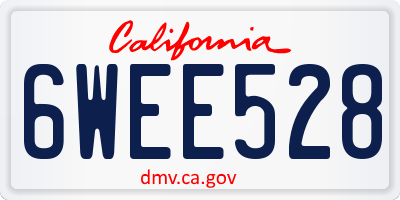 CA license plate 6WEE528