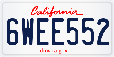 CA license plate 6WEE552