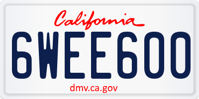 CA license plate 6WEE600