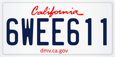 CA license plate 6WEE611