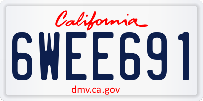 CA license plate 6WEE691