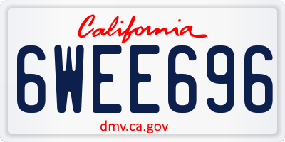 CA license plate 6WEE696