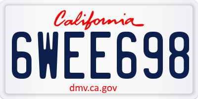 CA license plate 6WEE698