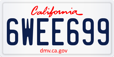 CA license plate 6WEE699