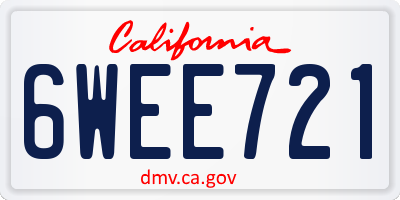 CA license plate 6WEE721