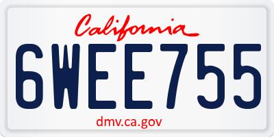 CA license plate 6WEE755