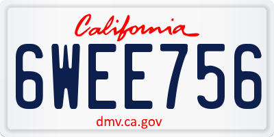 CA license plate 6WEE756