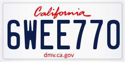 CA license plate 6WEE770