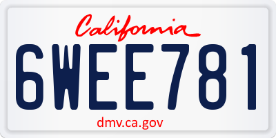 CA license plate 6WEE781