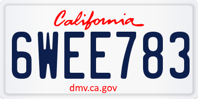 CA license plate 6WEE783