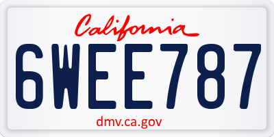 CA license plate 6WEE787