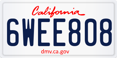CA license plate 6WEE808