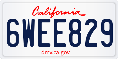 CA license plate 6WEE829