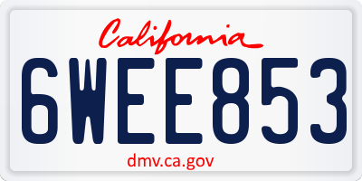CA license plate 6WEE853