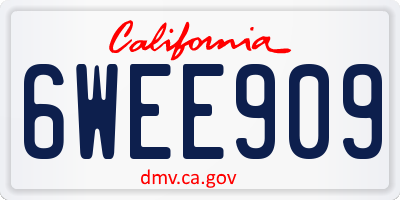 CA license plate 6WEE909
