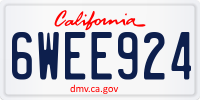 CA license plate 6WEE924