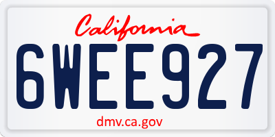 CA license plate 6WEE927