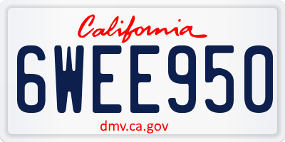 CA license plate 6WEE950