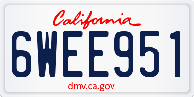 CA license plate 6WEE951