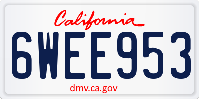CA license plate 6WEE953
