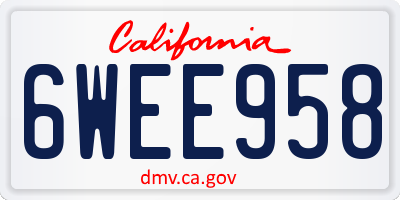 CA license plate 6WEE958