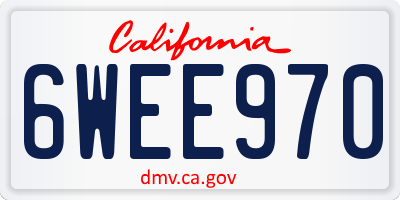 CA license plate 6WEE970