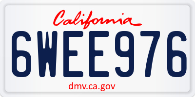 CA license plate 6WEE976