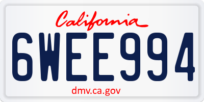 CA license plate 6WEE994