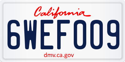CA license plate 6WEF009