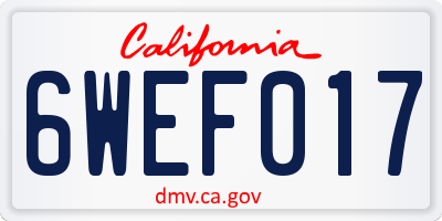 CA license plate 6WEF017