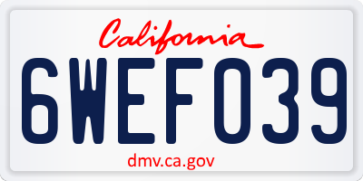 CA license plate 6WEF039