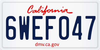 CA license plate 6WEF047