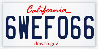 CA license plate 6WEF066