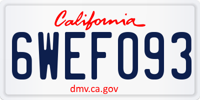 CA license plate 6WEF093