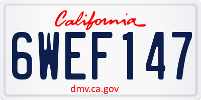 CA license plate 6WEF147
