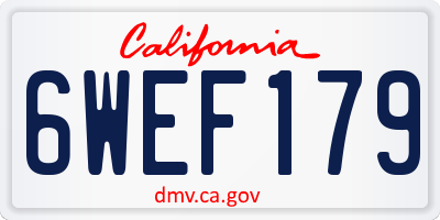 CA license plate 6WEF179