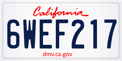 CA license plate 6WEF217