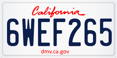 CA license plate 6WEF265