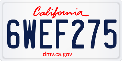 CA license plate 6WEF275