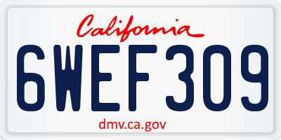 CA license plate 6WEF309