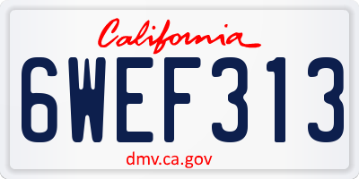 CA license plate 6WEF313