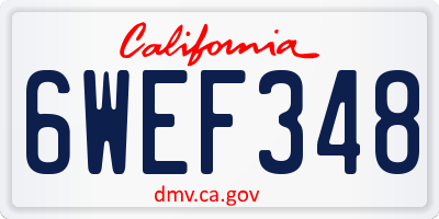 CA license plate 6WEF348