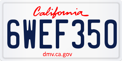 CA license plate 6WEF350