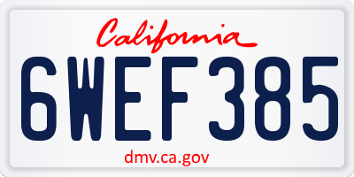 CA license plate 6WEF385