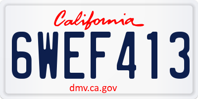 CA license plate 6WEF413