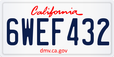 CA license plate 6WEF432