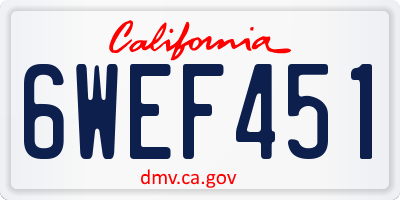 CA license plate 6WEF451