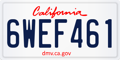 CA license plate 6WEF461