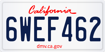 CA license plate 6WEF462