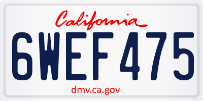 CA license plate 6WEF475